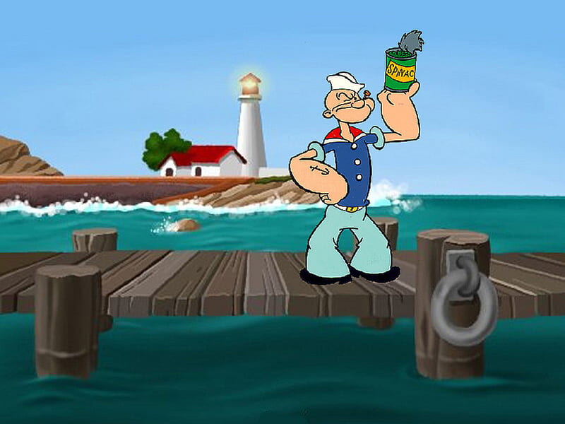 I Eats Me Spinach, I'm Popeye the Sailor Man, sailor, water, ocean, pier,  spinach, HD wallpaper | Peakpx