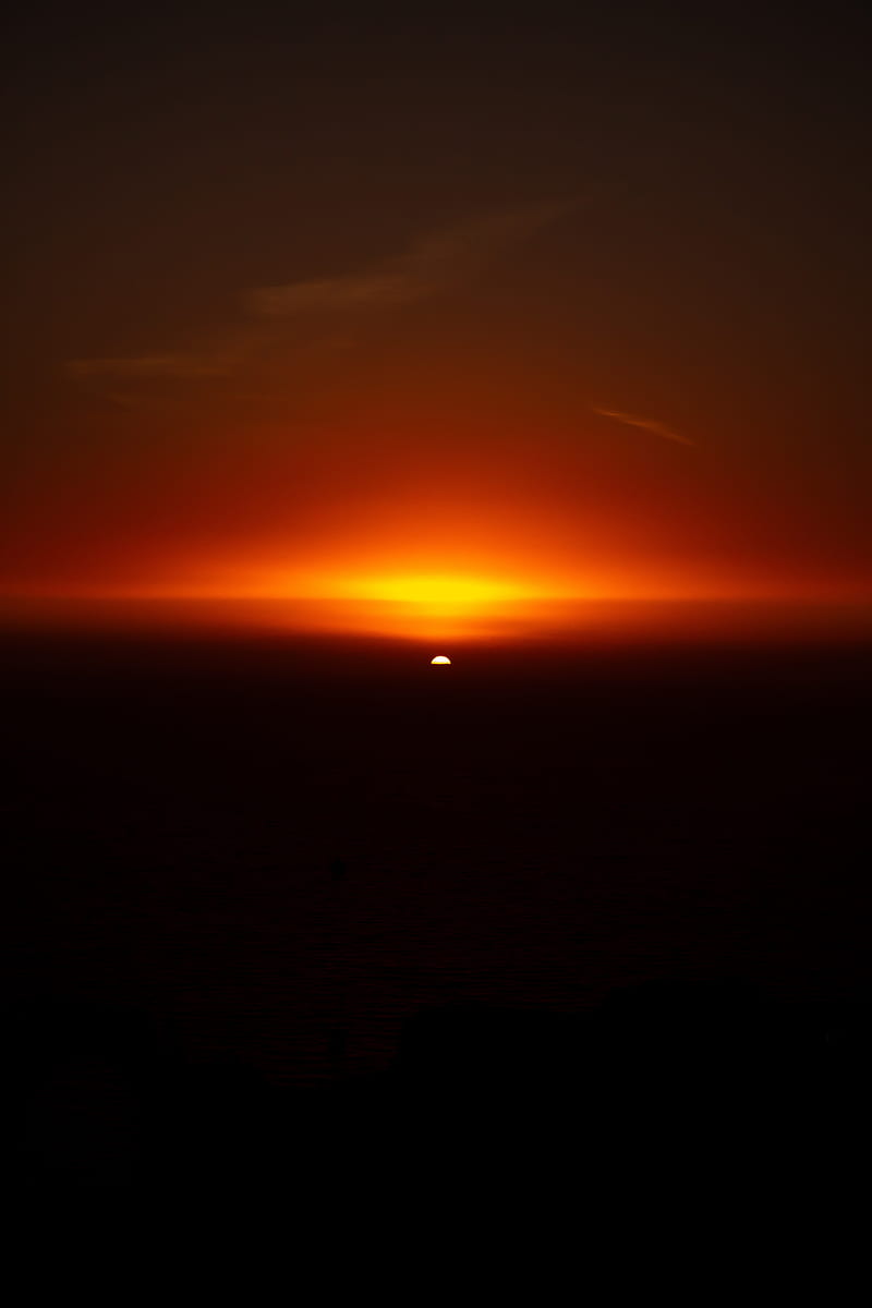 sun, sunset, twilight, horizon, dark, HD phone wallpaper
