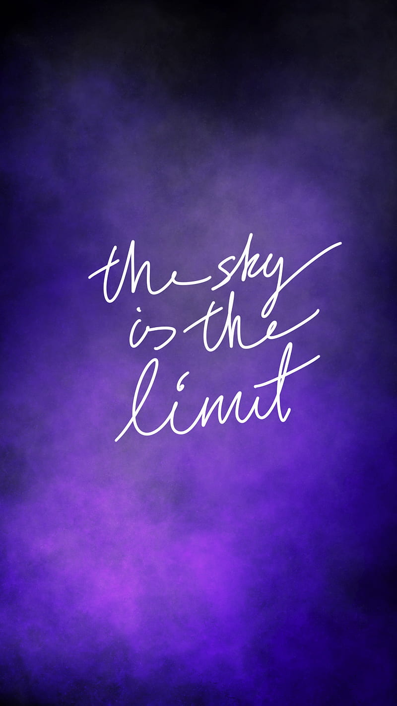 The sky is the limit, SwishSwish, The, black , dark, handwritten, limit, purple, quote, say, sayings, sky, word, wordart, written, HD phone wallpaper