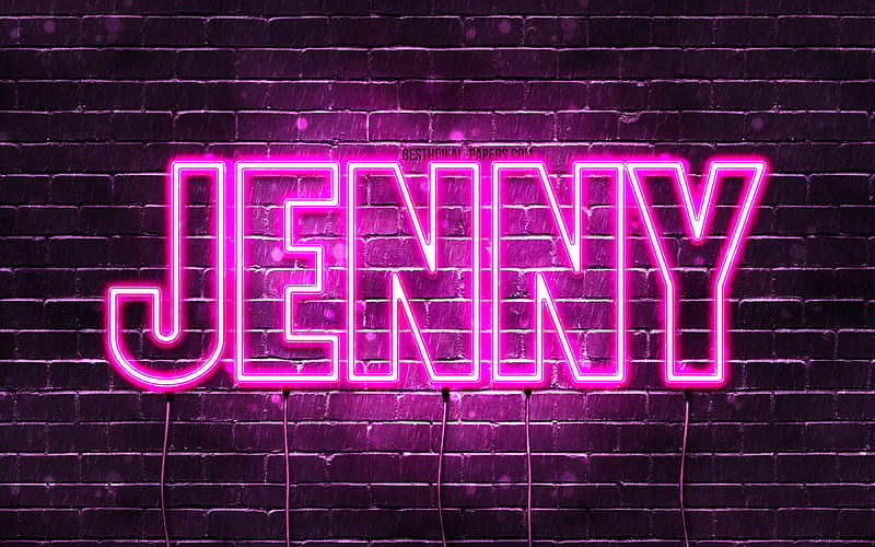 Jenny with names, female names, Jenny name, purple neon lights, Happy Birtay Jenny, popular norwegian female names, with Jenny name, HD wallpaper
