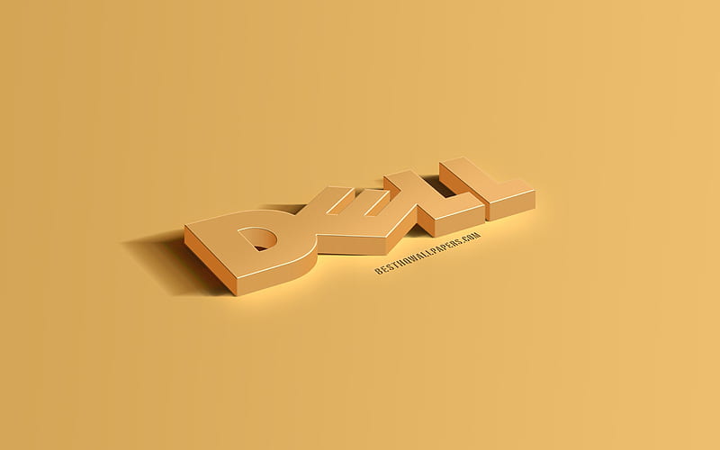 Dell metal logo, Dell gold background, 3d creative art, gold background, Dell, 3d Dell gold emblem, HD wallpaper