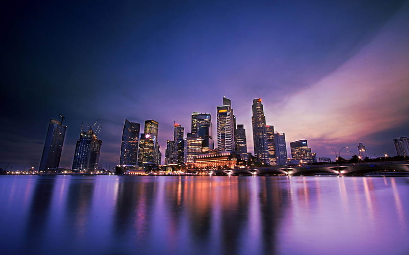 Singapore Evening-Cities architectural, HD wallpaper