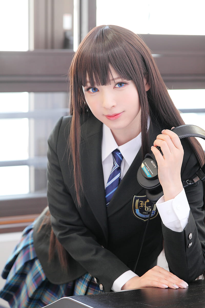 cosplay, Asian, japan, women indoors, school uniform, headphones, HD phone wallpaper