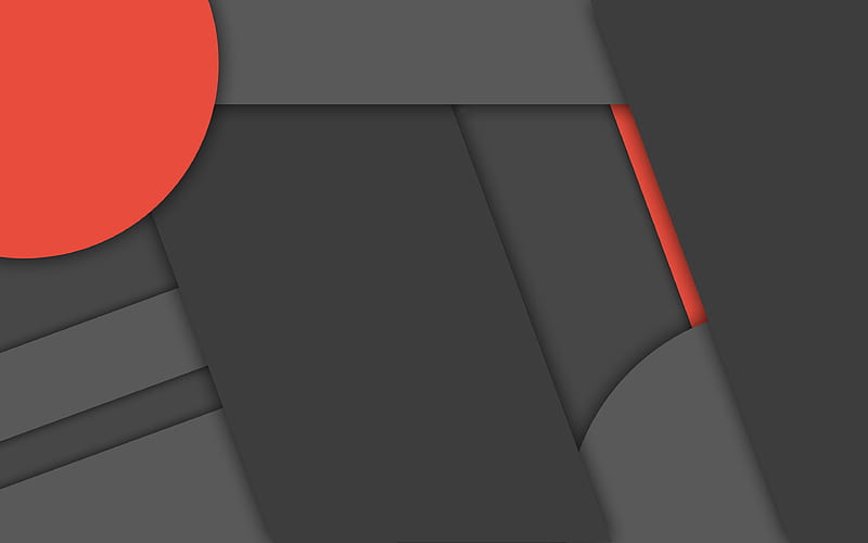 android, black and red, material design, lollipop, geometric shapes, creative, geometry, dark background, HD wallpaper