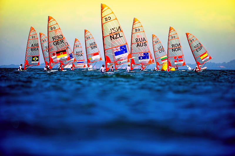 Somewhere in Australia....., competition, water, flags, countries, ocean, windsurfing, landscape, HD wallpaper