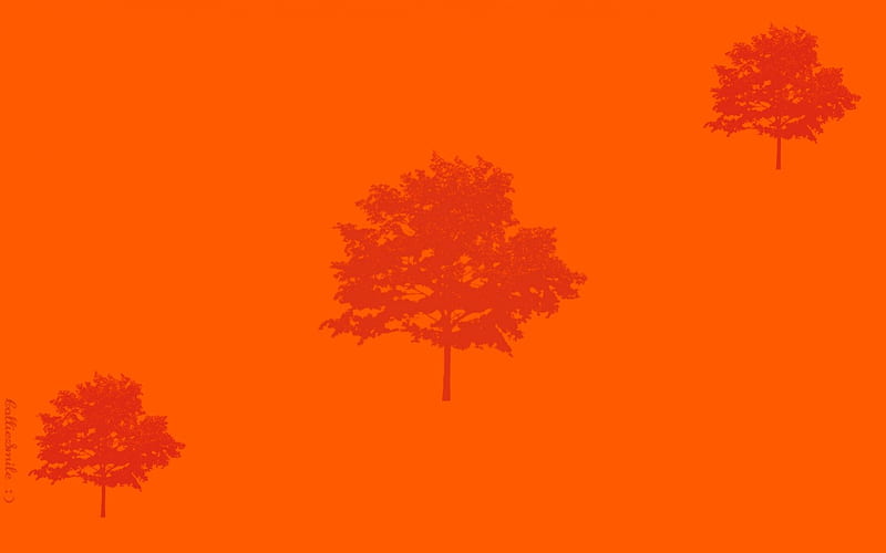 Orange Three Tree Wall, red, orange, scarlet, yellow, gold, green, aqua, blue, golden, silhouettes, trees, silhouette, tree, purple, simp1e, aquamarine, violet, HD wallpaper
