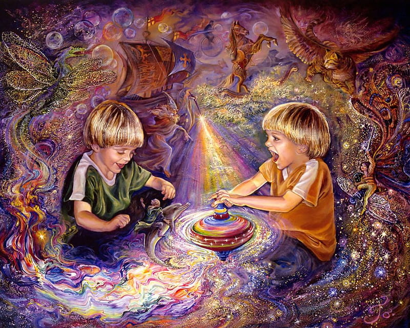 The Magic Spinning Top, fantasy, children, spinning, magic, top, HD wallpaper