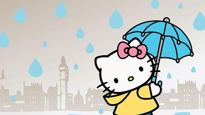 Hello kitty con paraguas azul hello kitty, Fondo de pantalla HD | Peakpx