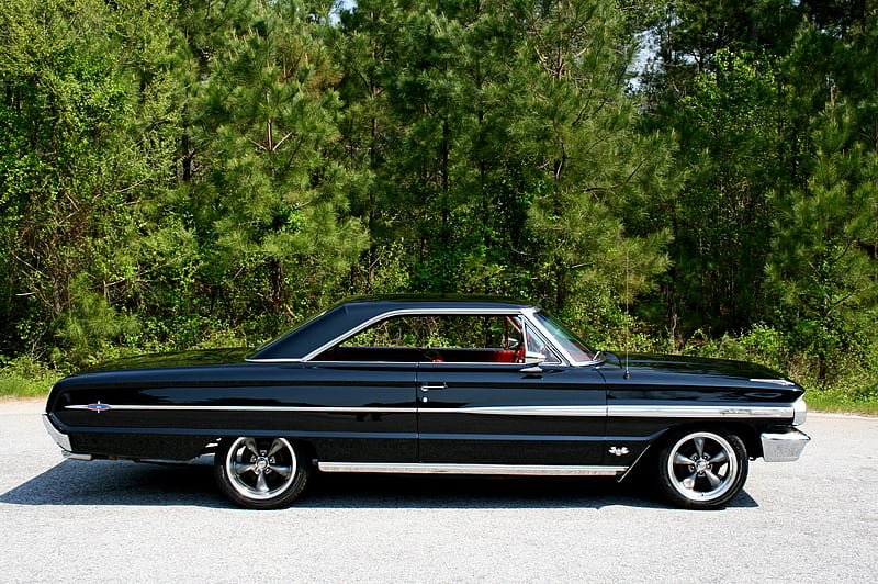 Ford Galaxie, black, custom, galaxie, 64, wheels, 500, xl, antique, automobile, ford, car, 1964, classic, HD wallpaper