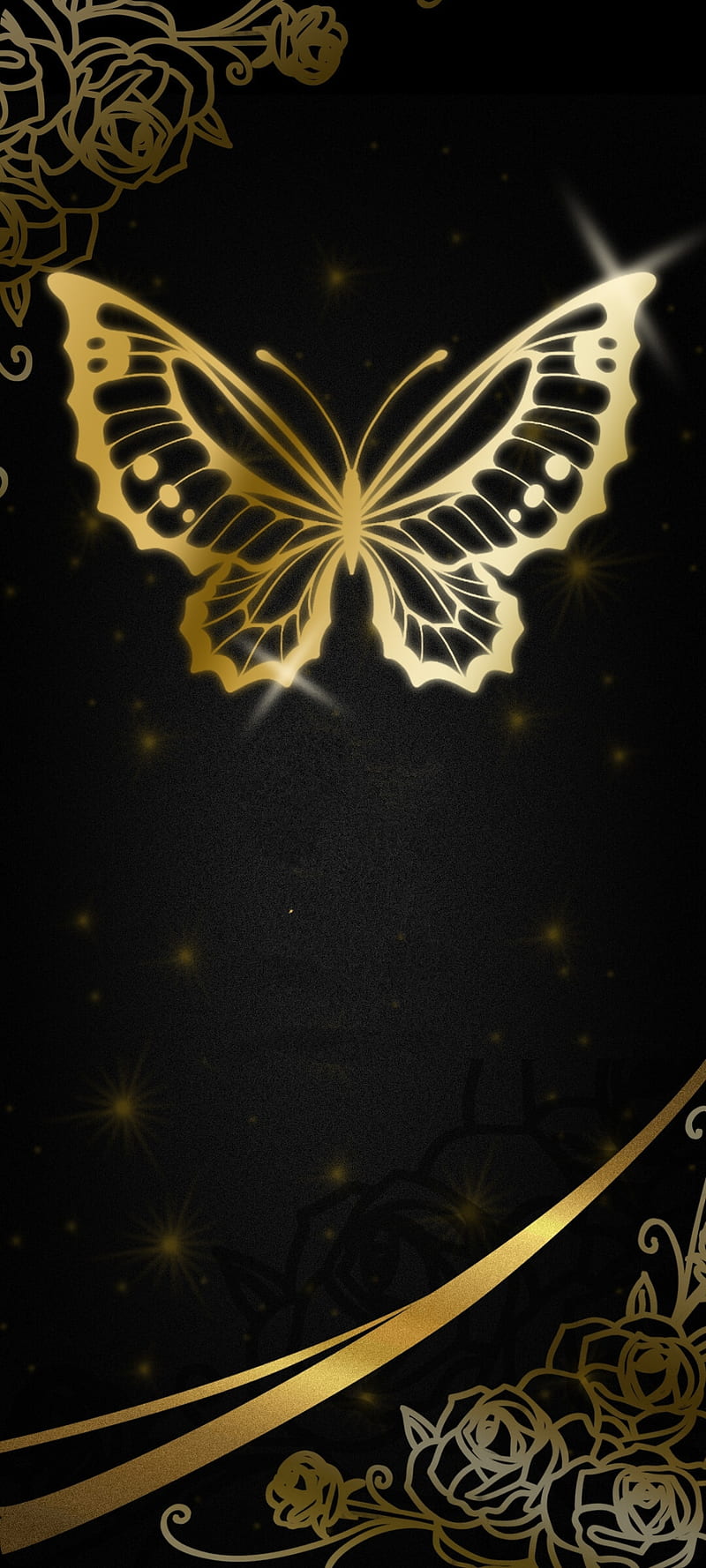 Golden Butterfly, gold, beautiful, lock screen, teams, zodiac, weeds, god,  luxury, HD phone wallpaper | Peakpx