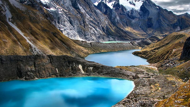 Lagoons in the Andes, Water, Mountains, Peaks, bonito, Lakes, Snowy, Andes, Lagoons, HD wallpaper