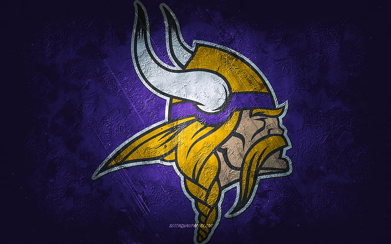 Minnesota Vikings, American football team, purple stone background,  Minnesota Vikings logo, HD wallpaper