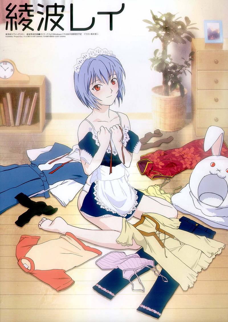 anime, Neon Genesis Evangelion, anime girls, red eyes, kneeling, blue hair, HD phone wallpaper