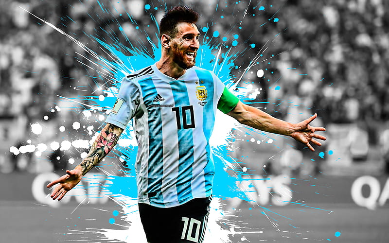 Lionel Messi, Argentina national football team, world football star, Argentinian footballer, Leo Messi, striker, Argentina, goal, joy, football, HD wallpaper