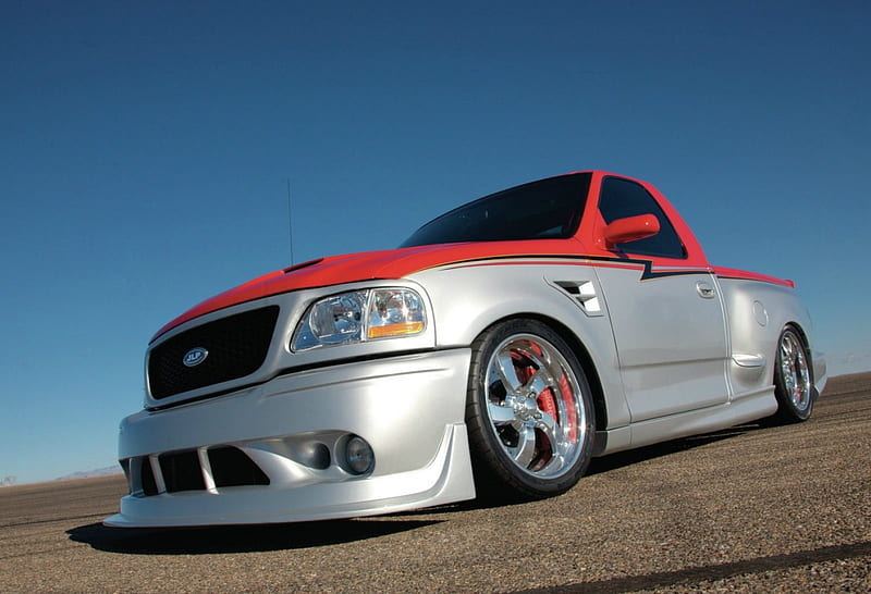 1999-Ford-Lighting, Silver, Red, Ford, Truck, HD wallpaper