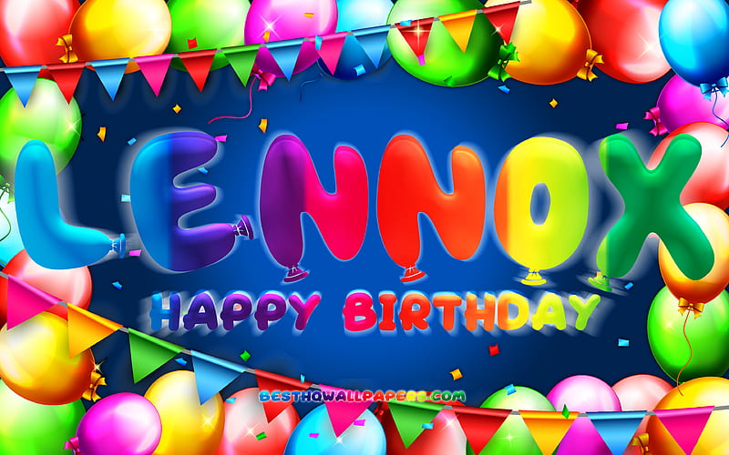 Happy Birtay Lennox colorful balloon frame, Lennox name, blue background, Lennox Happy Birtay, Lennox Birtay, popular german male names, Birtay concept, Lennox, HD wallpaper