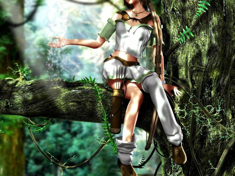 3d jungle girl, 3d, trees, abstract, girl, HD wallpaper | Peakpx