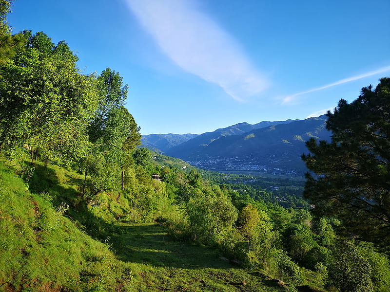 Kashmir beauty , bonito, green, hajeera bazar, morning, mountains, HD wallpaper