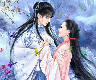 Asian Couple Fantasy Landscape Love Romantic Wallpaper -  Resolution:2024x943 - ID:909258 - wallha.com