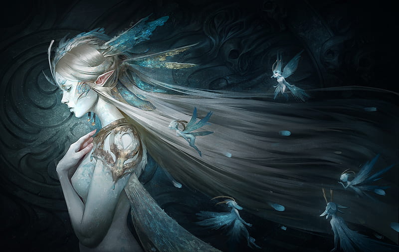 The Crowned Fairy pretty pixies art elf bonito woman fantasy girl  flowercrown HD wallpaper  Peakpx