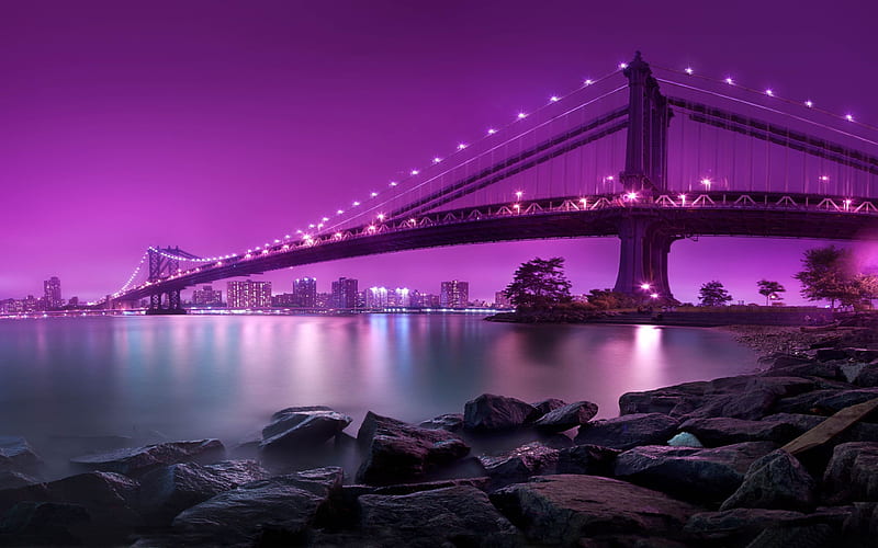 Bridge purple light-2016 High Quality, HD wallpaper
