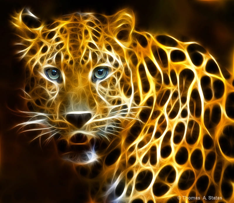 Fractal Of The Big Cat, Spotted, Big, Wild, Fractal, Cat, Hd Wallpaper 