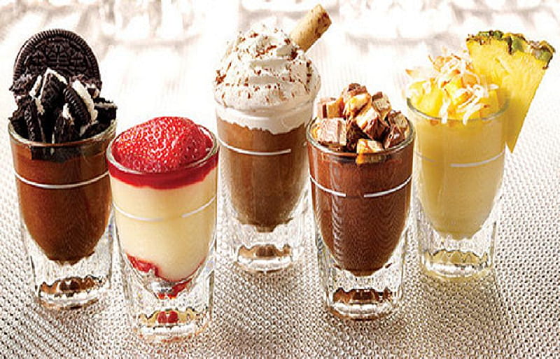 Want a treat?, pineapple, strawberry, drinks, chocolate, desserts, fruit, nuts, cookies, whipped cream, mmmm, HD wallpaper
