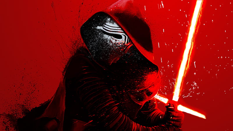 Kylo Ren With Light Bar Red Background Star Wars, HD wallpaper