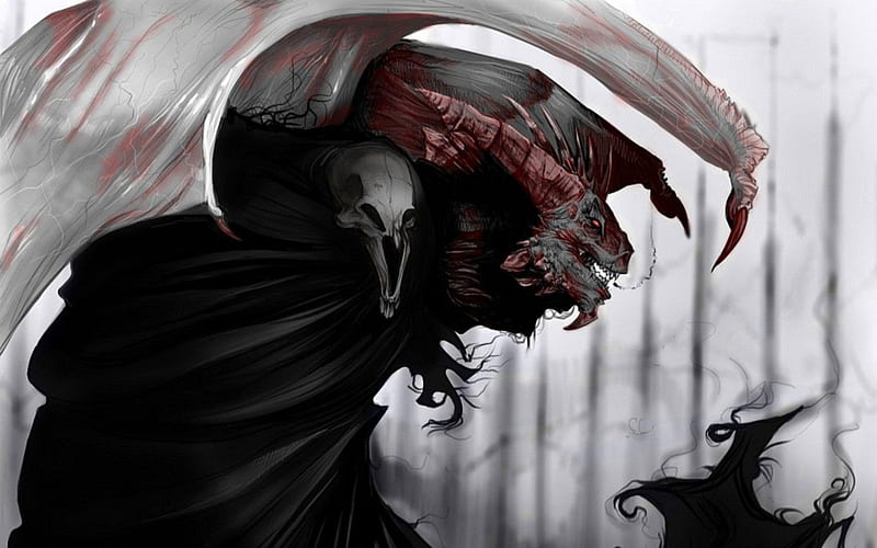 Vampire monster illustration. Pencil drawing raster artwork depicting an dark  scary monster alien or man in pale gray tones | CanStock
