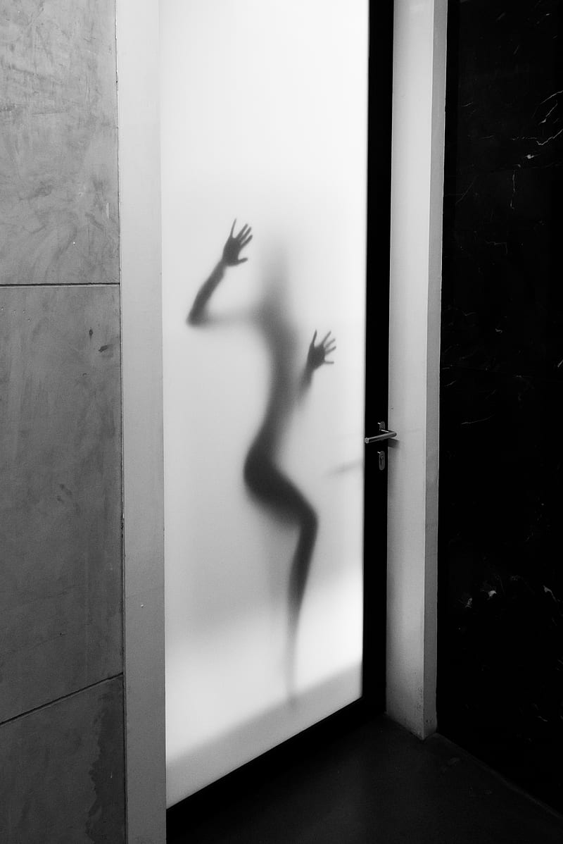 shadow of person against white panel glass door, HD phone wallpaper