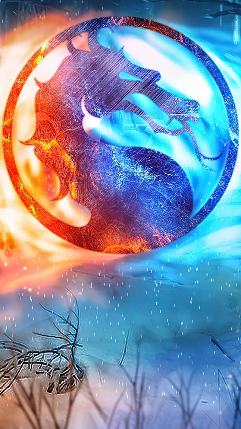 Mortal Kombat Logo, fire and ice, mortal kombat, HD phone wallpaper