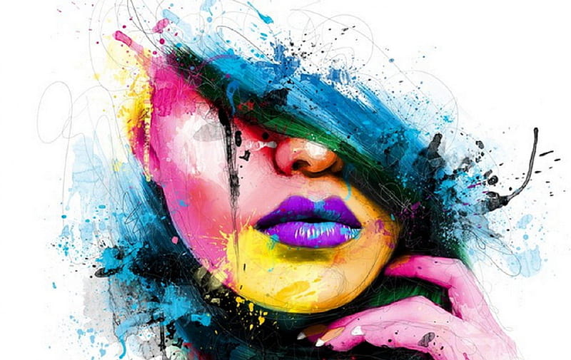 Beautiful Abstract Face, colorful, art, fine, bonito, abstract, woman, nice, girl painting, digital, face, HD wallpaper