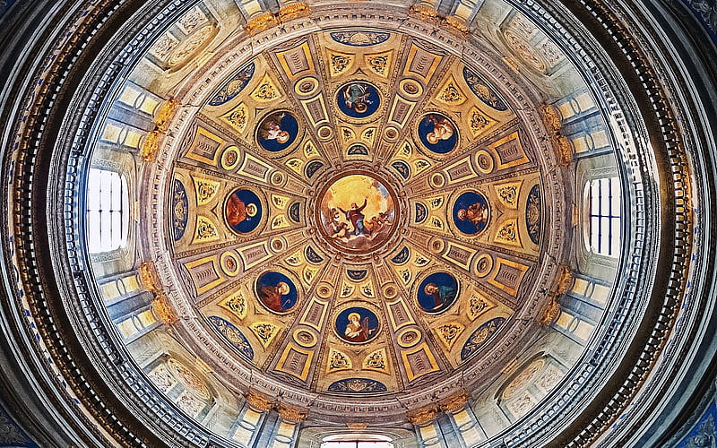 Church Dome in Italy, cathedral, dome, church, Italy, saints, HD wallpaper