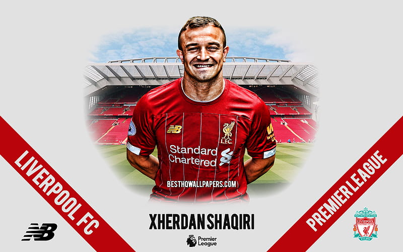 Xherdan Shaqiri, Liverpool FC, portrait, Swiss footballer, midfielder, 2020 Liverpool uniform, Premier League, England, Liverpool FC footballers 2020, football, Anfield, HD wallpaper