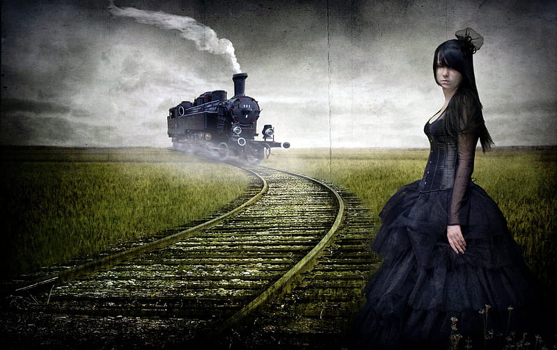 It's a one-way ticket to a madman's situation, goth, fantasy, train, abstract, HD wallpaper