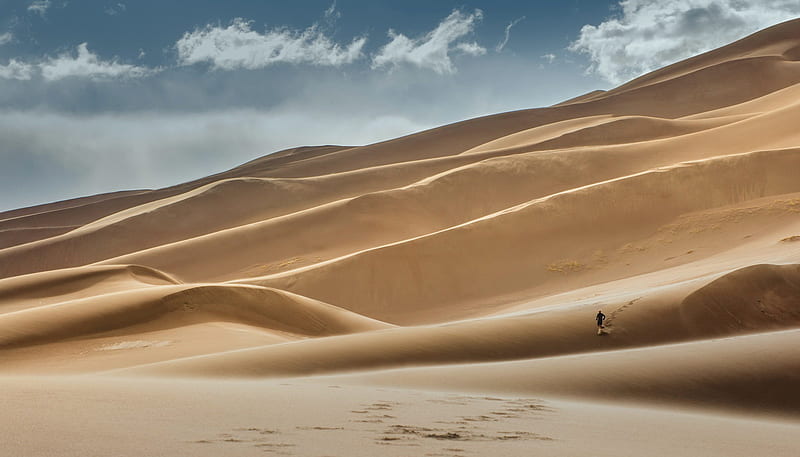 Guy Running On Sand Dunes, HD wallpaper