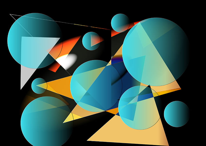 Multiple Geometry Blue Shapes, HD wallpaper