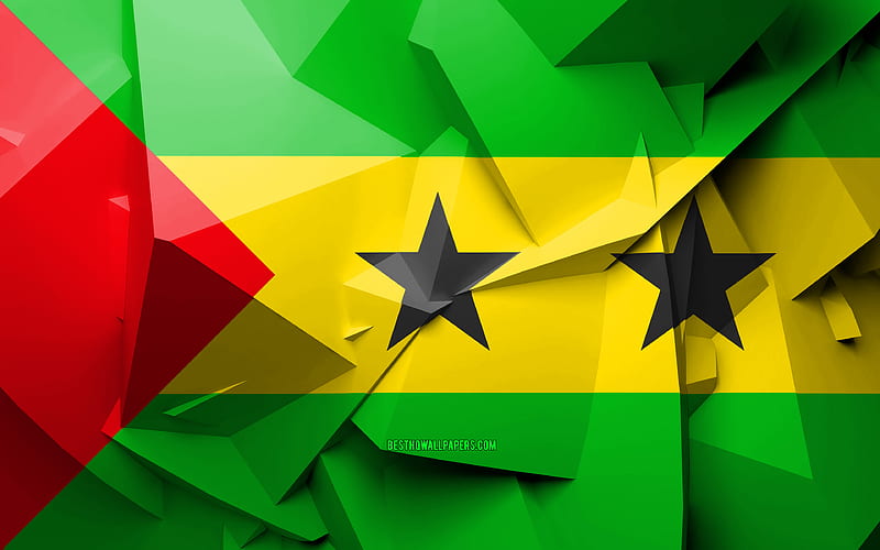 Flag of Sao Tome and Principe, geometric art, African countries, Sao Tome and Principe flag, creative, Sao Tome and Principe, Africa, Sao Tome and Principe 3D flag, national symbols, HD wallpaper
