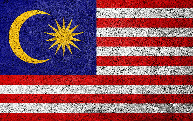 Flag of Malaysia, concrete texture, stone background, Malaysia flag, Asia, Malaysia, flags on stone, HD wallpaper