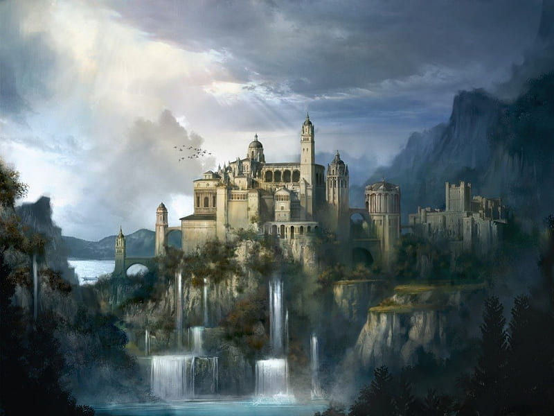 Castillo medieval, agua, fantasía, castillo, azul, Fondo de pantalla HD |  Peakpx