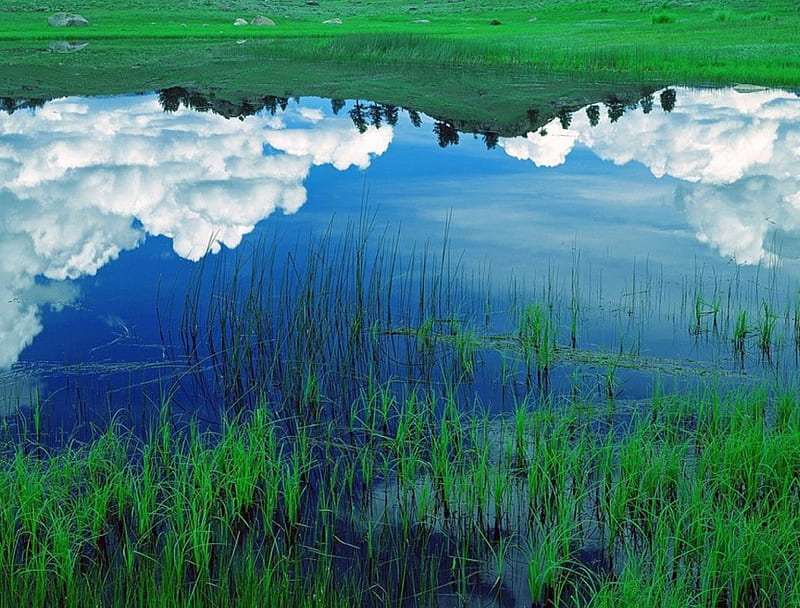 UNDERGROUND SKY, pond, reflexion, sky, HD wallpaper