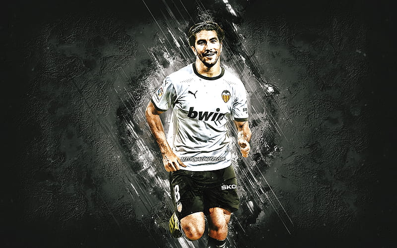 Carlos Soler, Valencia CF, spanish footballer, midfielder, white stone background, football, HD wallpaper