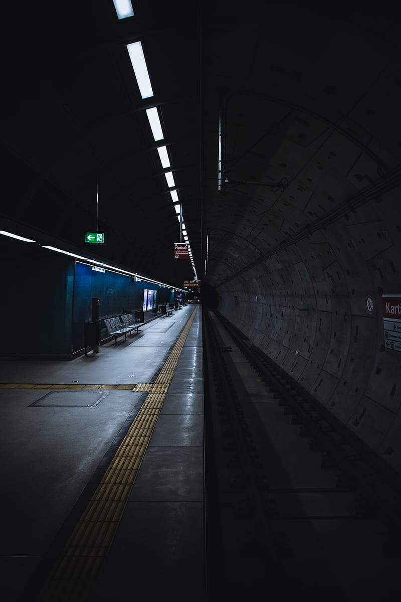 tunnel, metro, platform, distance, HD phone wallpaper