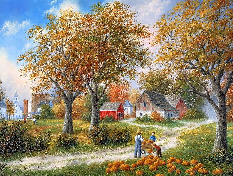 Harvest time, autumn, harvest, lovely, colors, bonito, trees, thanksgiving, splendor, color, HD wallpaper