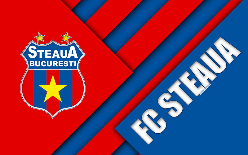 FC Steaua Bucuresti logo, material design, Romanian football club, blue red abstraction, Liga 1, Bucharest, Romania, football, FC Steaua, FCSB, HD wallpaper