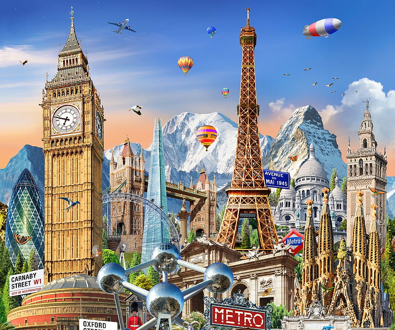 :), fantasy, london, adrian chesterman, luminos, eiffel tower, paris, HD wallpaper