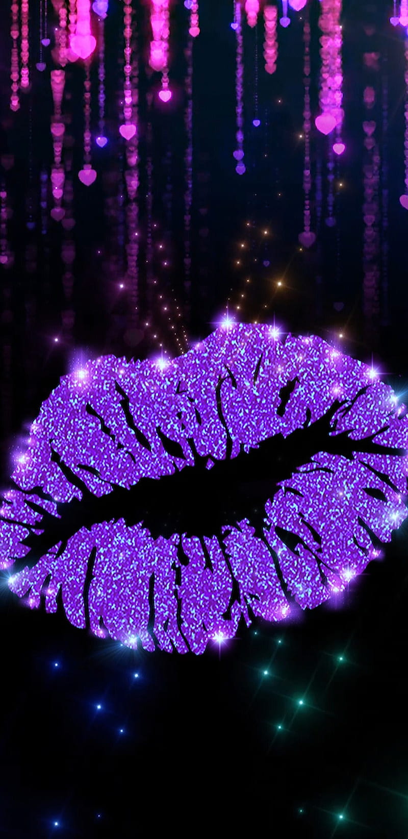 Purple Kiss, girly, glitter, kiss, lips, pink, pretty, purple, sparkle, HD phone wallpaper