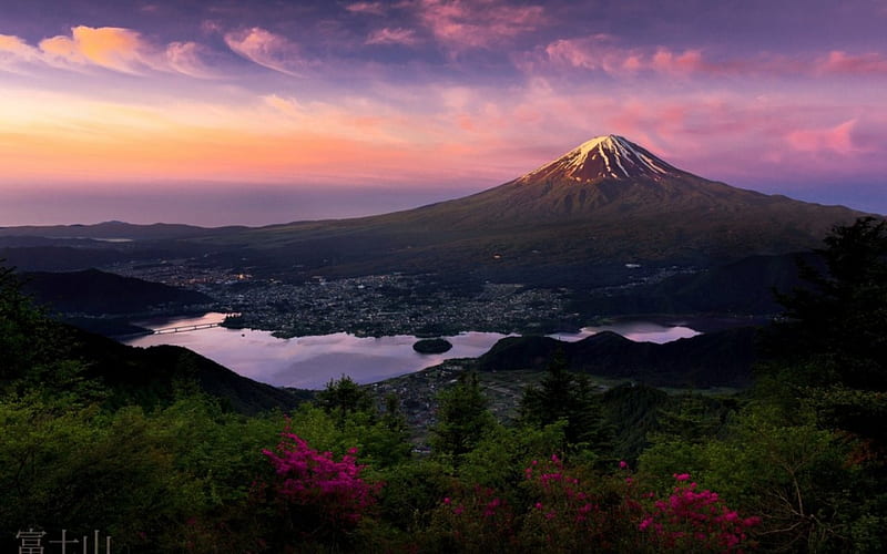Fuji-san, japanese, sky, lake, mountain, japan, nature, scenery, landscape, fuji, HD wallpaper