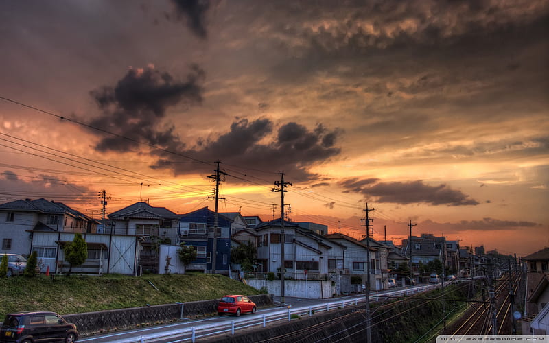 Sunset, Okazaki, Aichi Prefecture, Japan Ultra Background for U TV : & UltraWide & Laptop : Tablet : Smartphone, Japan Suburbs, HD wallpaper