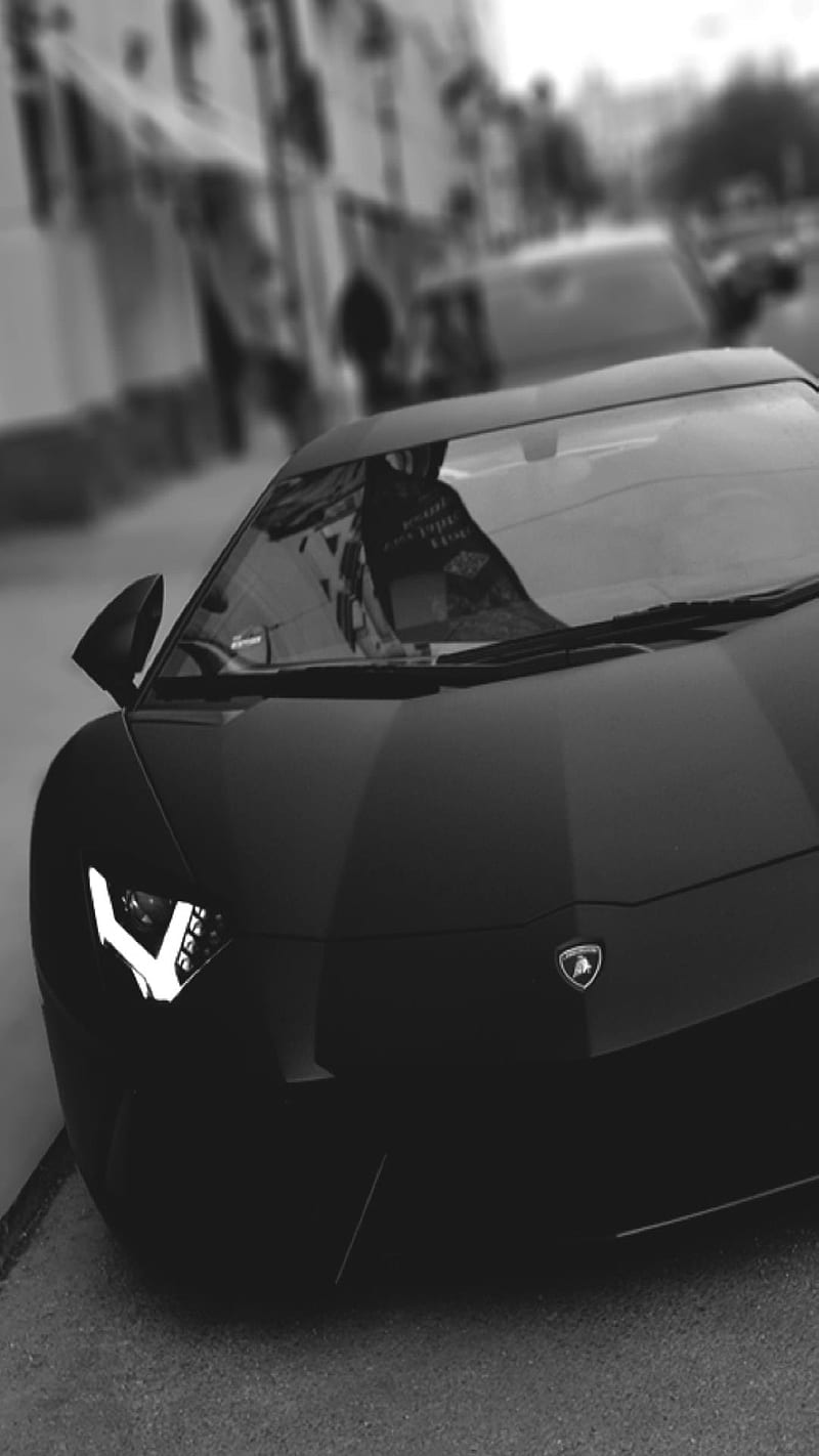 Black Lamborghini, black, lamborghini, HD phone wallpaper